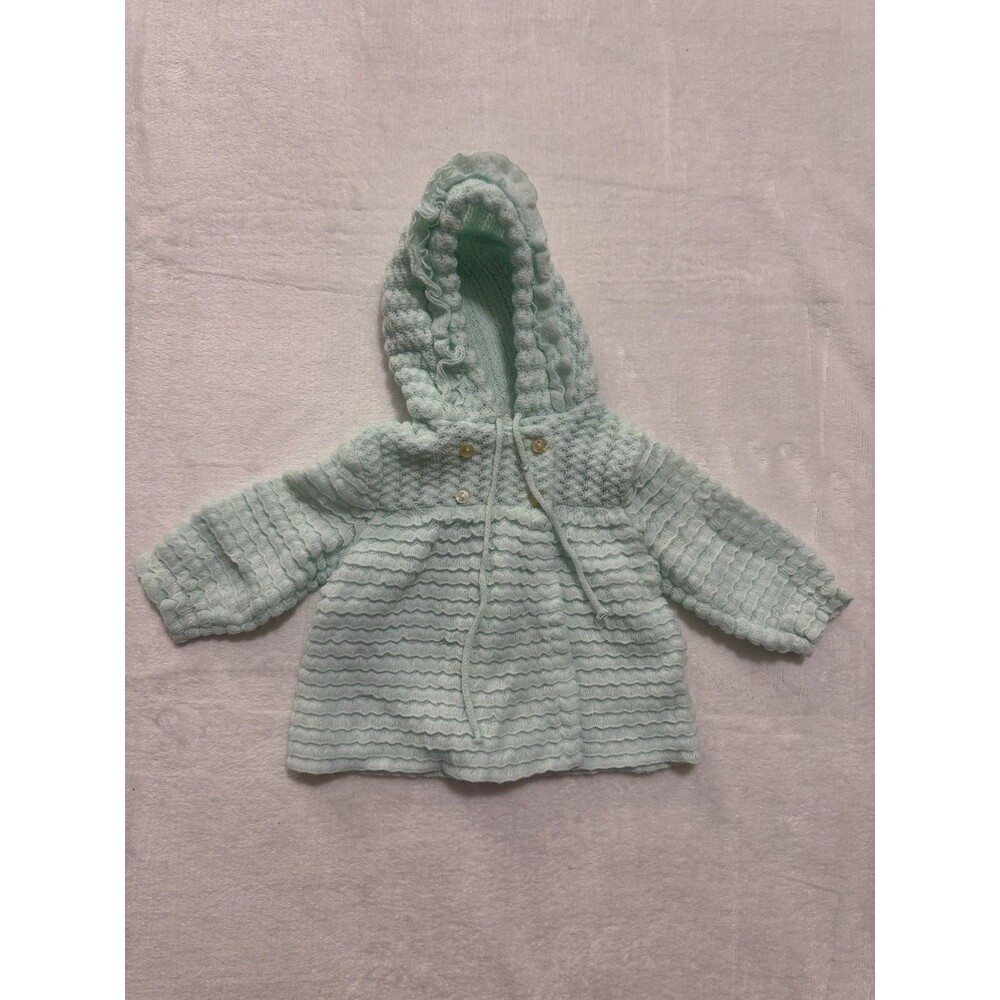Friemanit Baby Girls Hooded Knit Sweater Infant Ruffled Layered Vintage Green